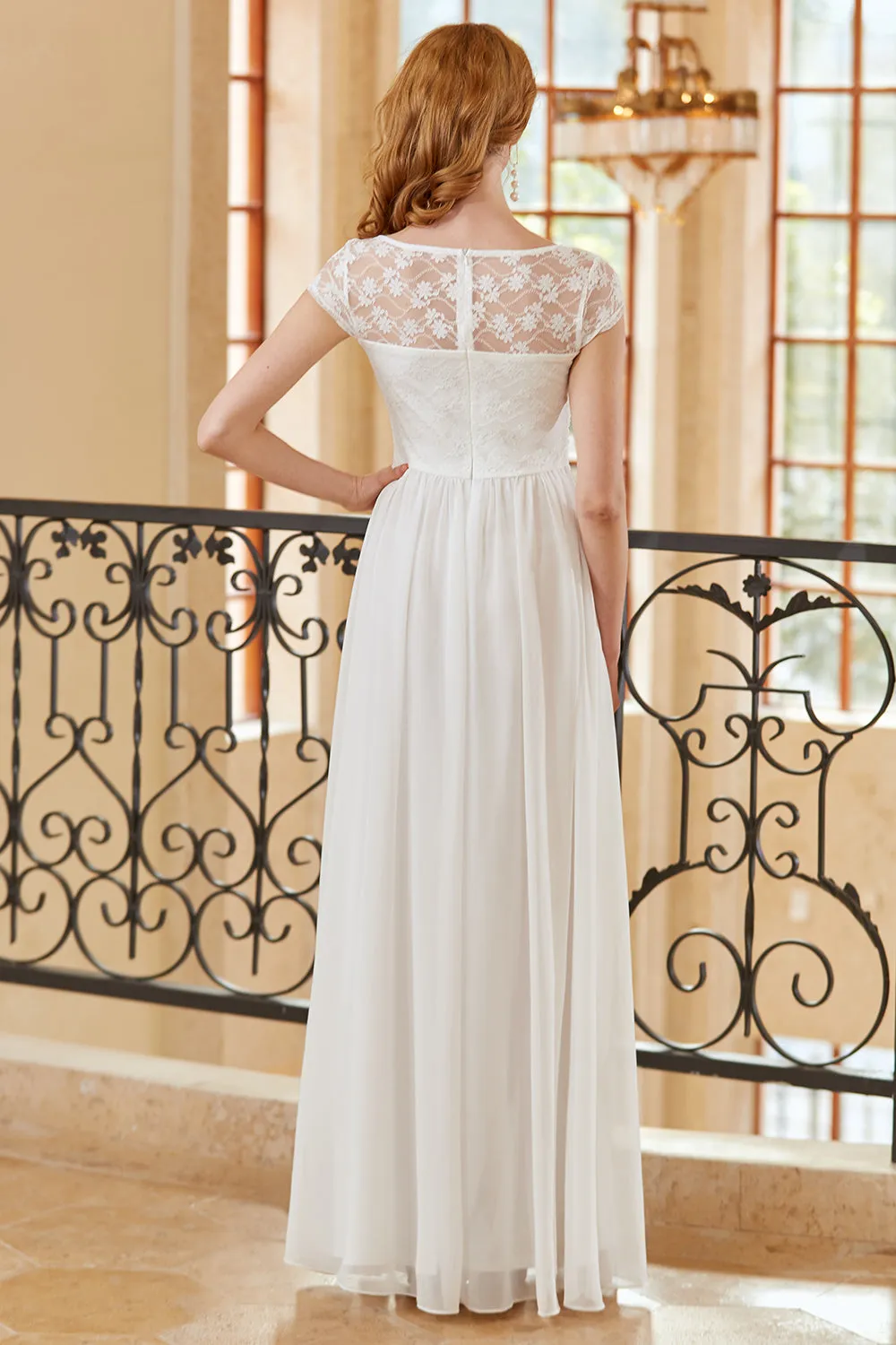 Elegant A Line Sweetheart White Long Lace Dress sold by Zapaka product image thumbnail 5