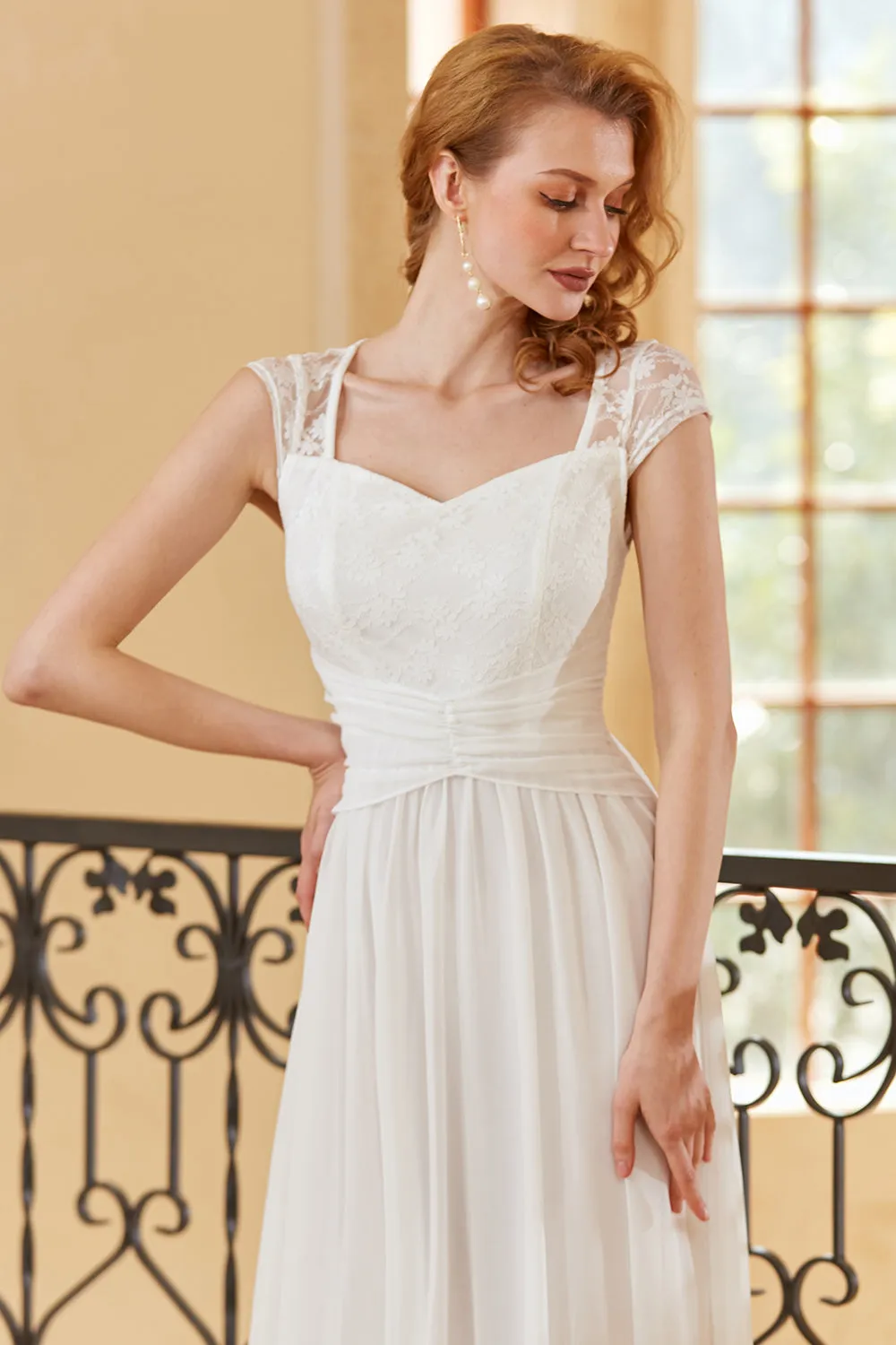 Elegant A Line Sweetheart White Long Lace Dress sold by Zapaka product image thumbnail 3