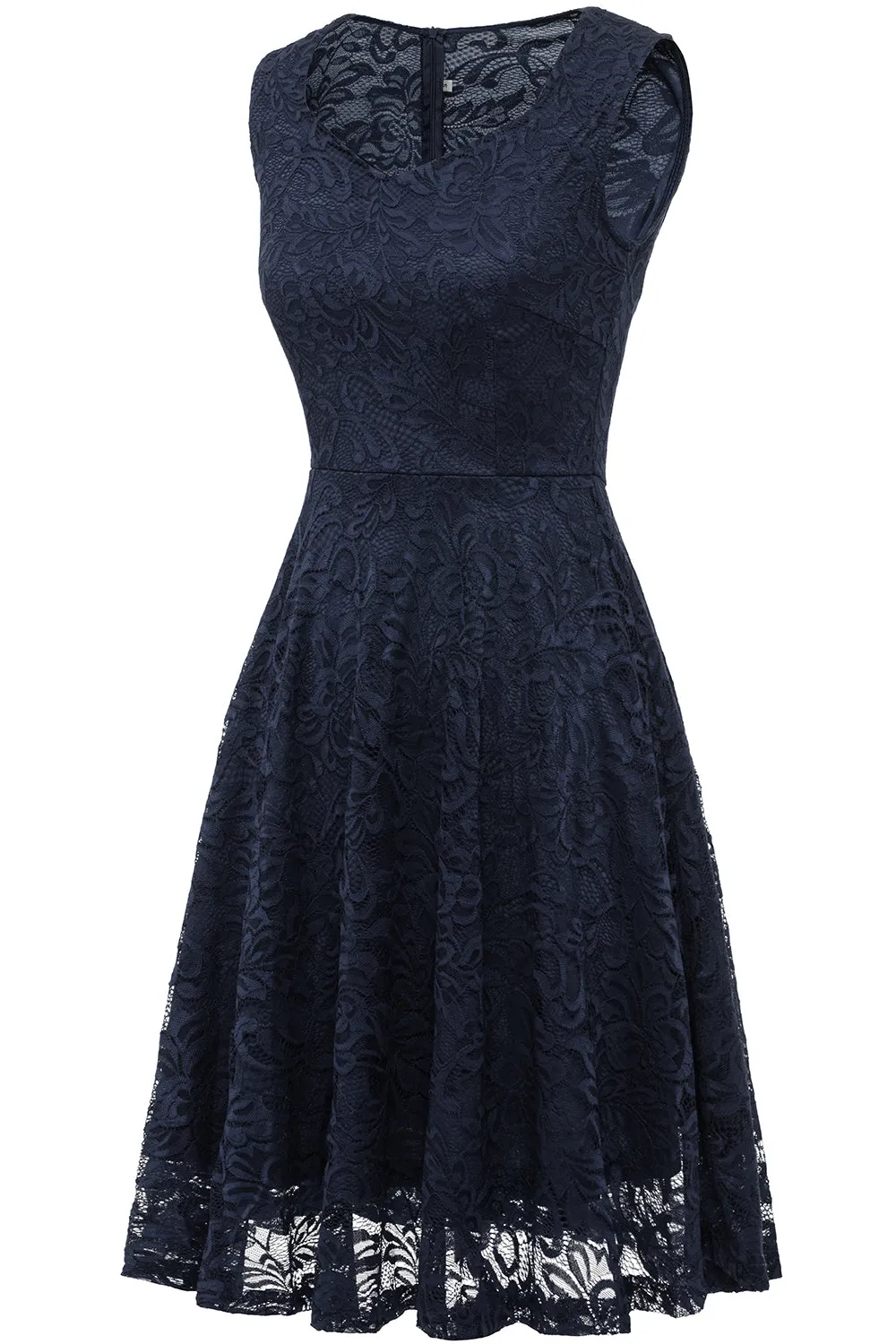 Round Neck Navy Lace Dress sold by Zapaka product image thumbnail 3