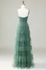 Eucalyptus A Line Spaghetti Straps Tulle Bridesmaid Dress sold by Zapaka