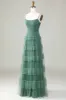 Eucalyptus A Line Spaghetti Straps Tulle Bridesmaid Dress sold by Zapaka