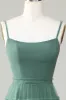 Eucalyptus A Line Spaghetti Straps Tulle Bridesmaid Dress sold by Zapaka