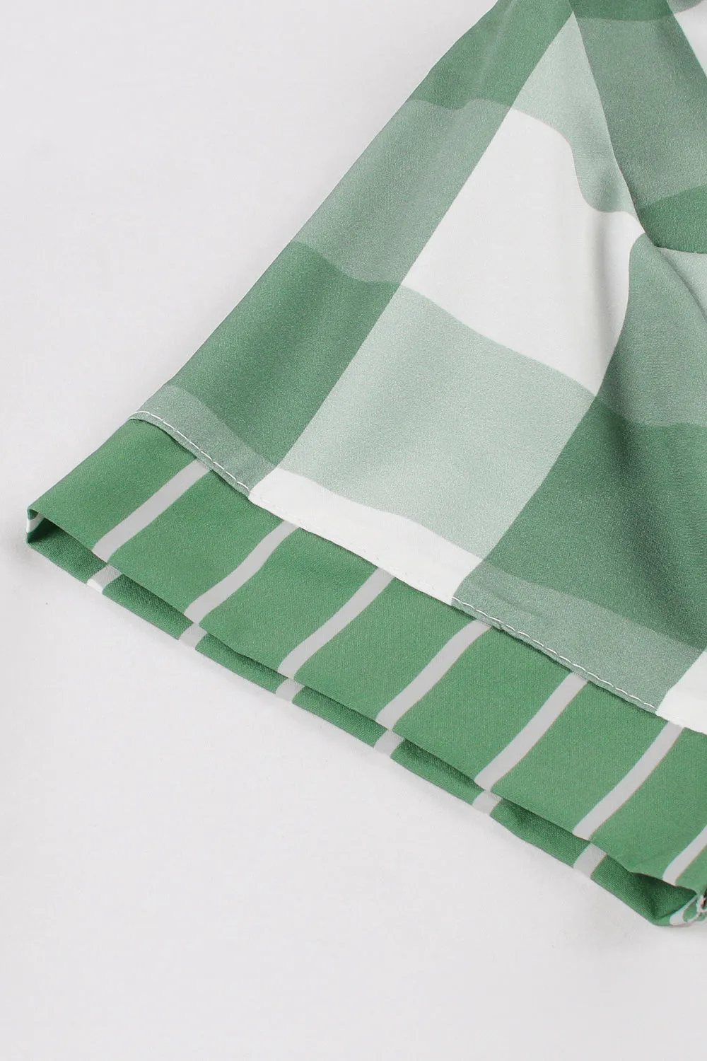 Plaid Green Short Sleeves Retro 1950s Dress with Bows sold by Zapaka product image thumbnail 5