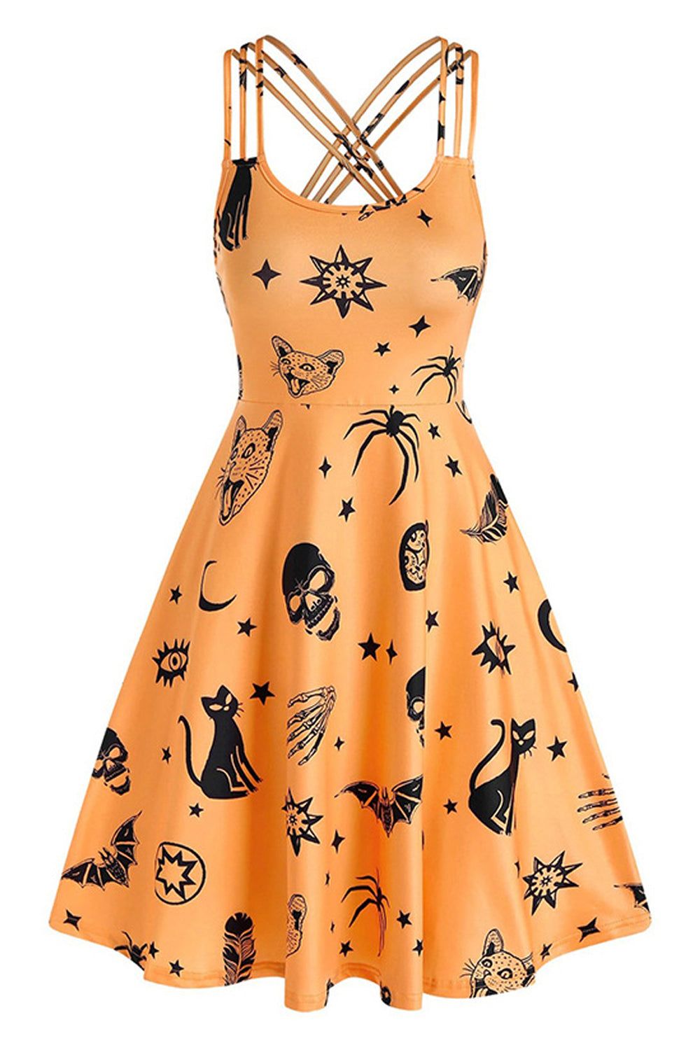 Black Skull Print Pin Up Vintage Dress sold by Zapaka product image thumbnail 3