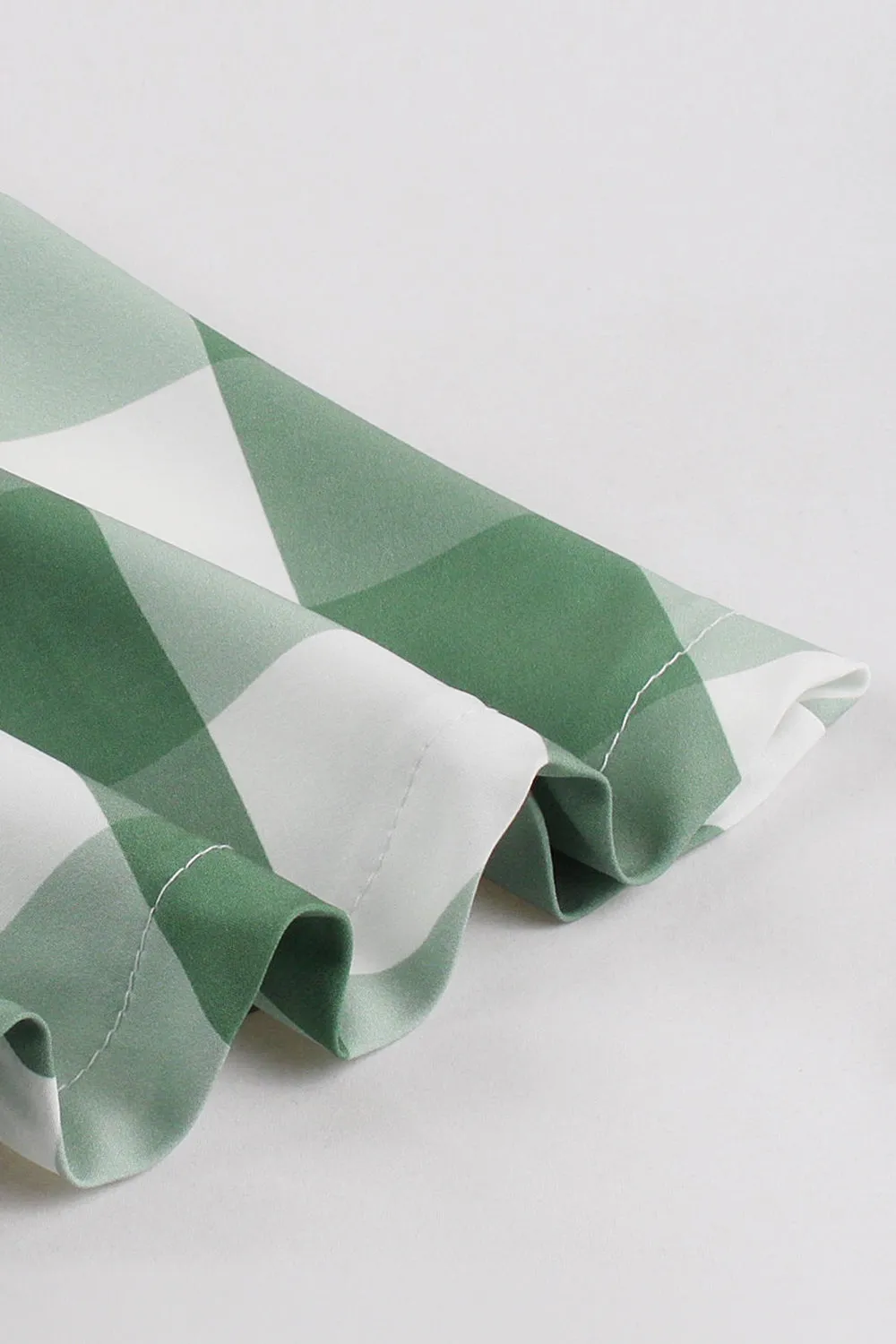 Plaid Green Short Sleeves Retro 1950s Dress with Bows sold by Zapaka product image thumbnail 4