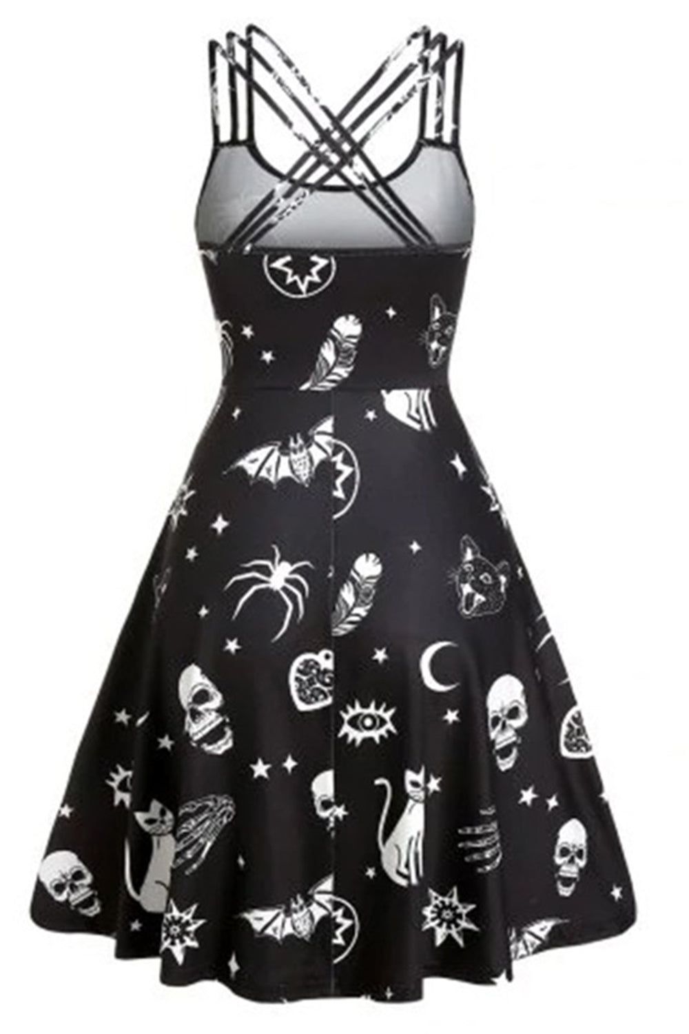 Black Skull Print Pin Up Vintage Dress sold by Zapaka product image thumbnail 2