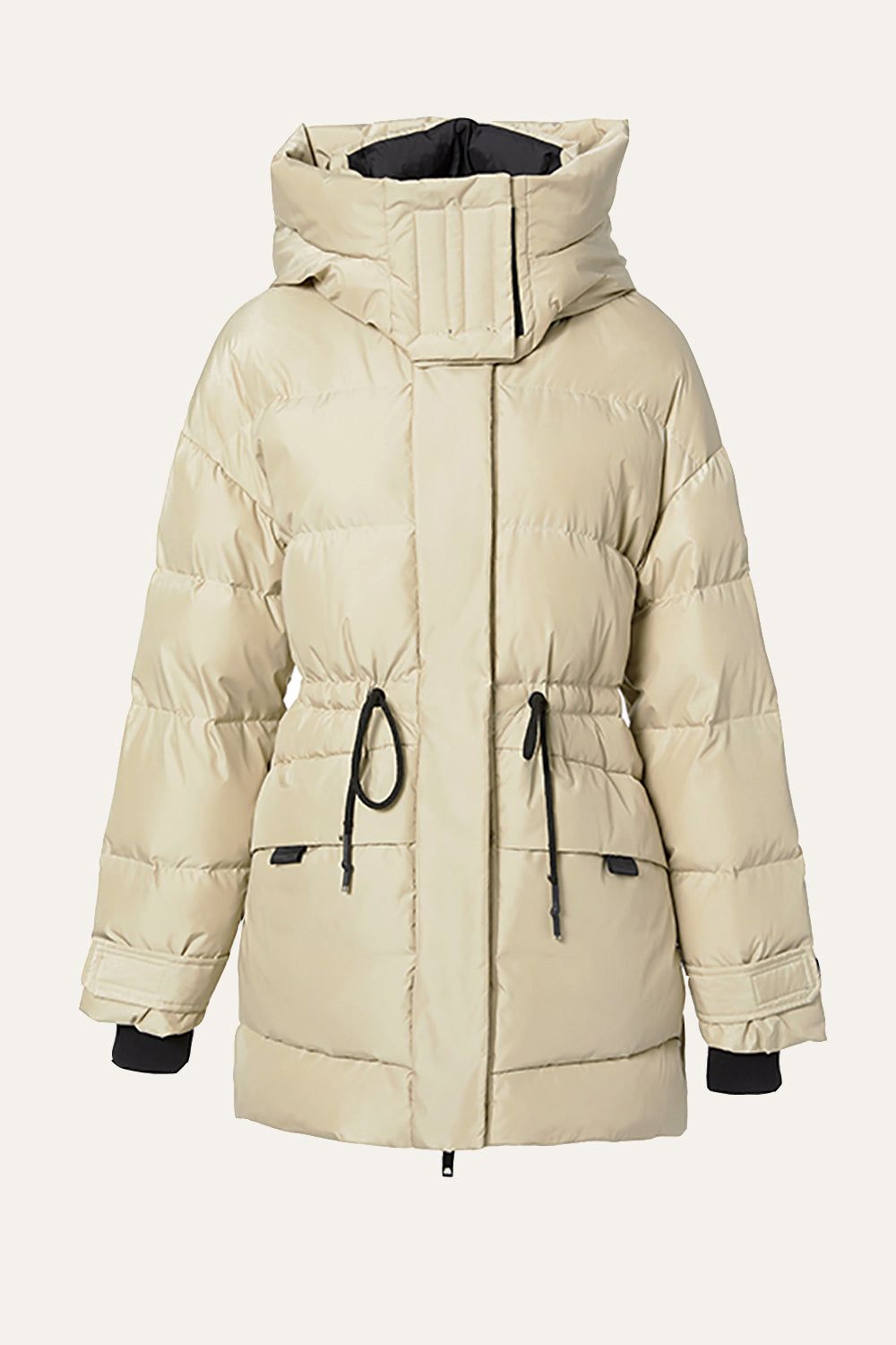 Khaki Oversized Zipper Cropped Hooded Puff Jacket sold by Zapaka product image thumbnail 3