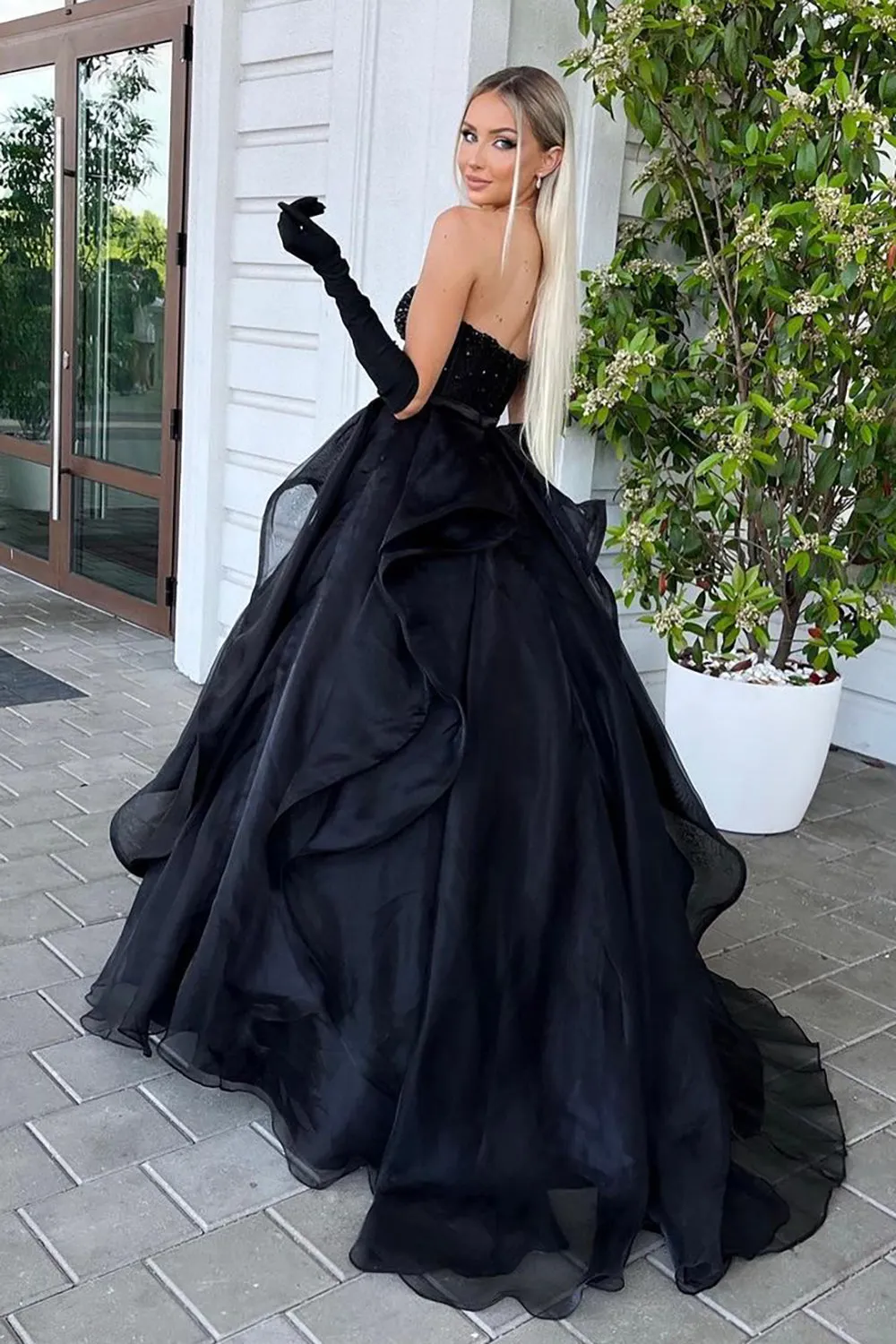 Black Strapless Ball Gown Formal Evening Dress sold by Zapaka product image thumbnail 3