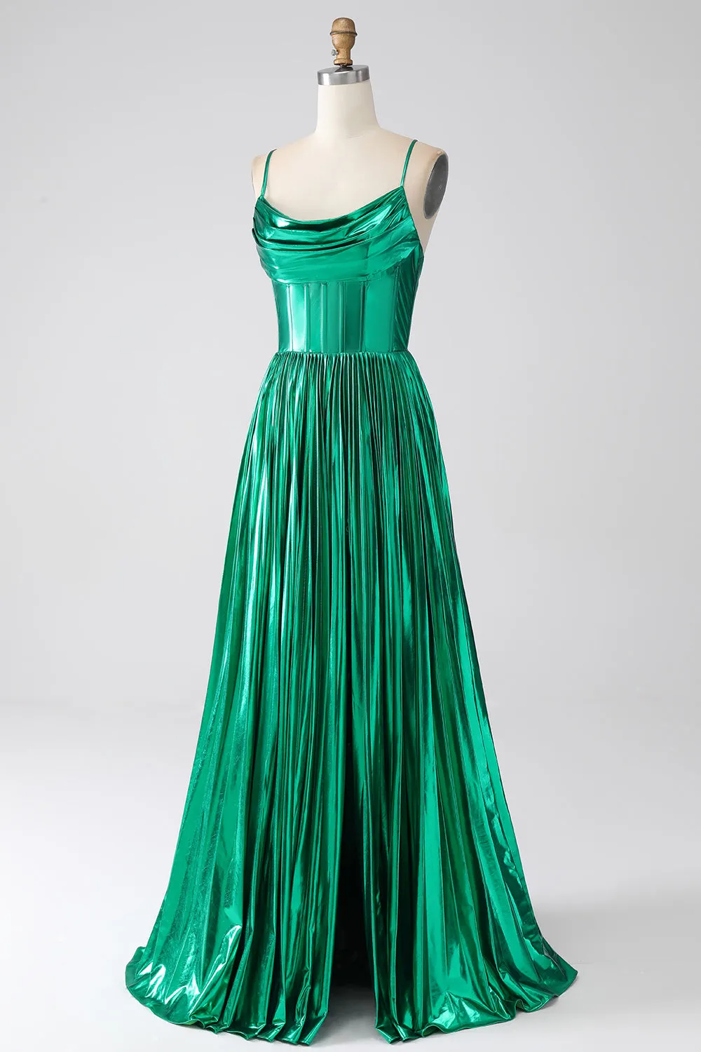 A-line Dark Green Corset Prom Dress with Slit sold by Zapaka product image thumbnail 3