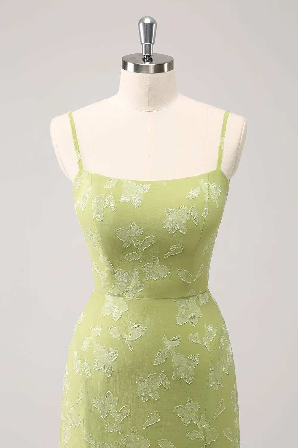 Green Embroidery Mermaid Bridesmaid Dress with Lace Up Back sold by Zapaka product image thumbnail 4