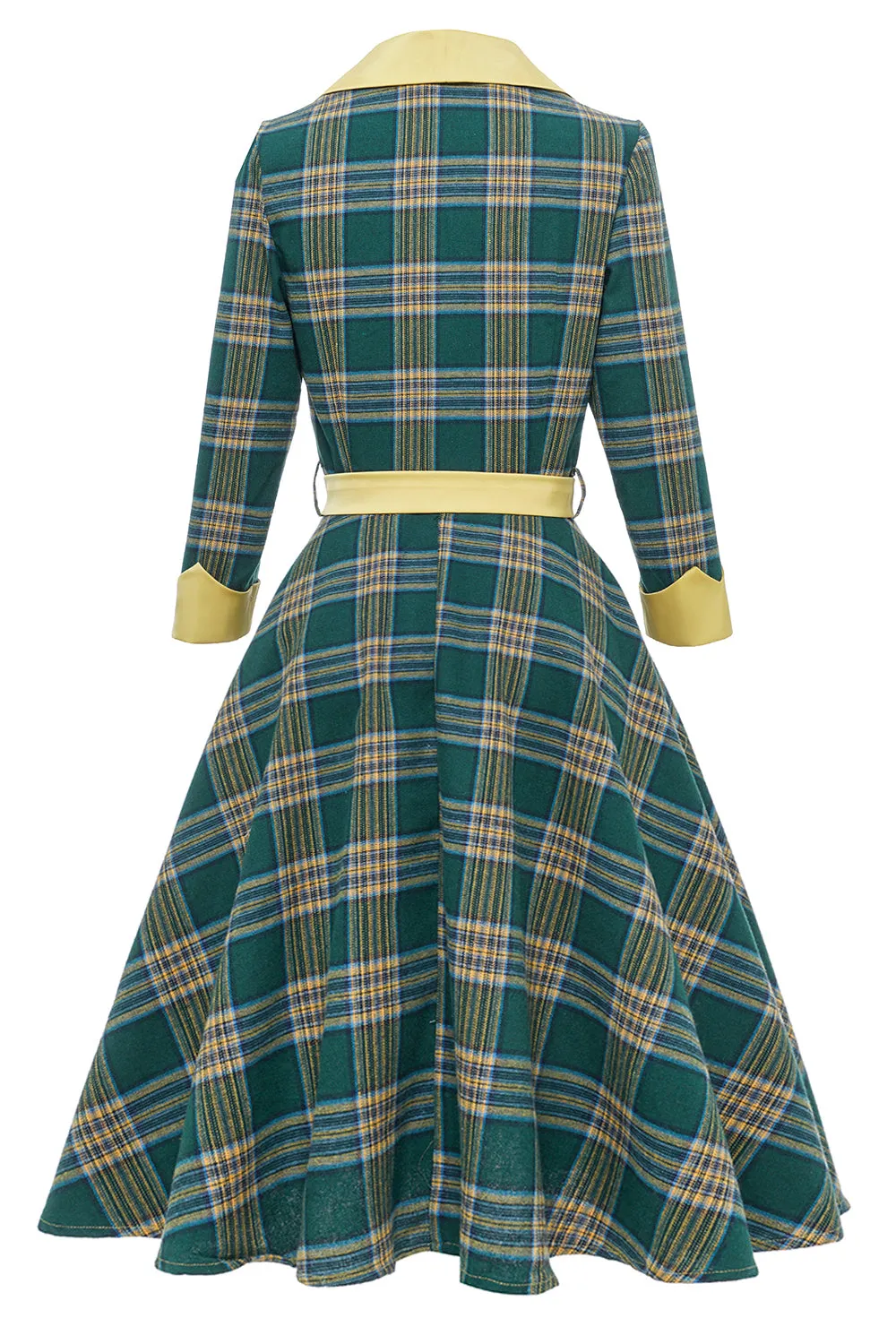 Green Plaid Fall Vintage Dress sold by Zapaka product image thumbnail 2