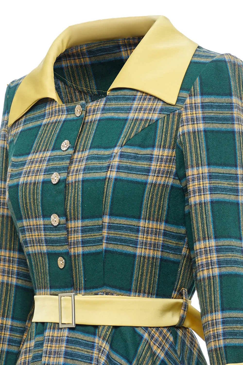 Green Plaid Fall Vintage Dress sold by Zapaka product image thumbnail 4
