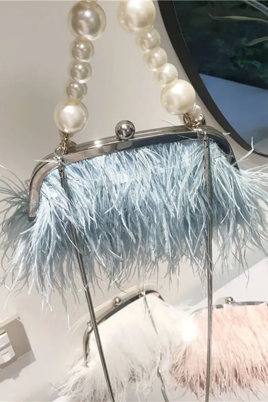 Blue Tassel Pearl Evening Party Clutch Bag sold by Zapaka