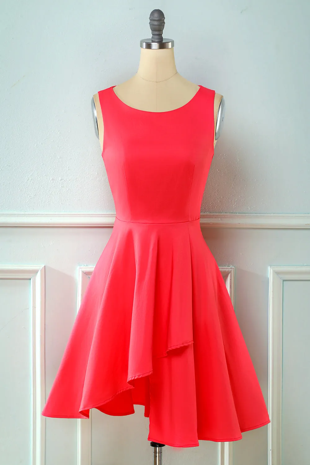 Burgundy Vintage 1950s Asymmetrical Dress sold by Zapaka product image thumbnail 5