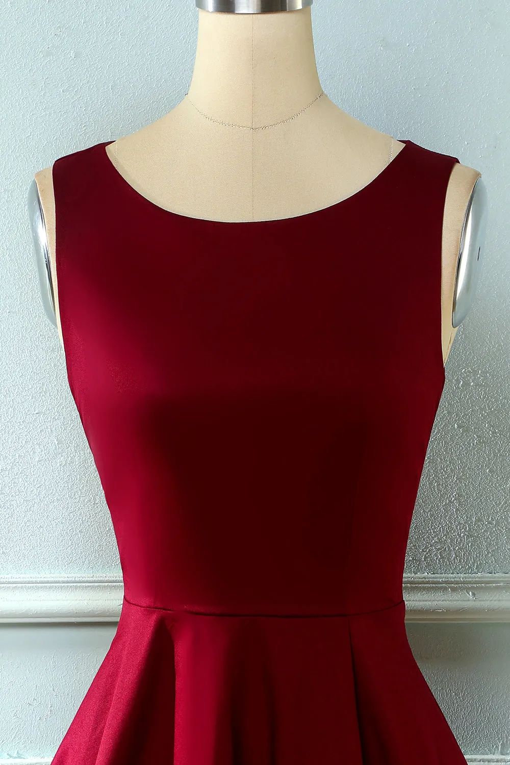 Burgundy Vintage 1950s Asymmetrical Dress sold by Zapaka product image thumbnail 3