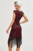 Burgundy Fringes Sparkly Flapper Dress with Accessories Set sold by Zapaka