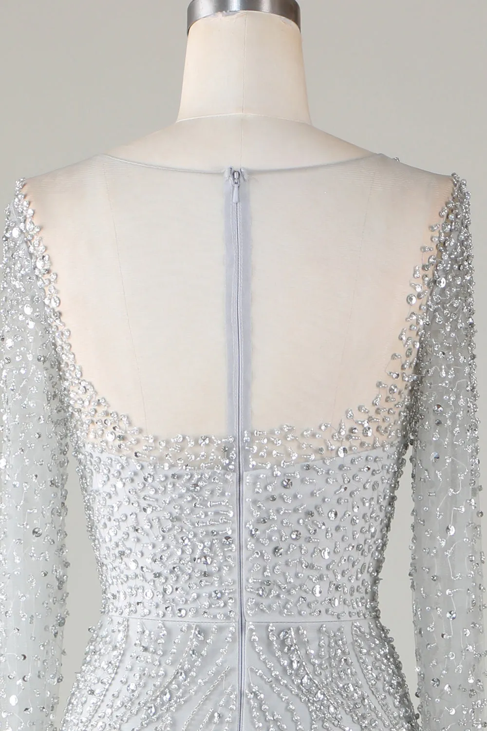 Gorgeous Sparkly Grey Beaded Mermaid Long Prom Dress sold by Zapaka product image thumbnail 5