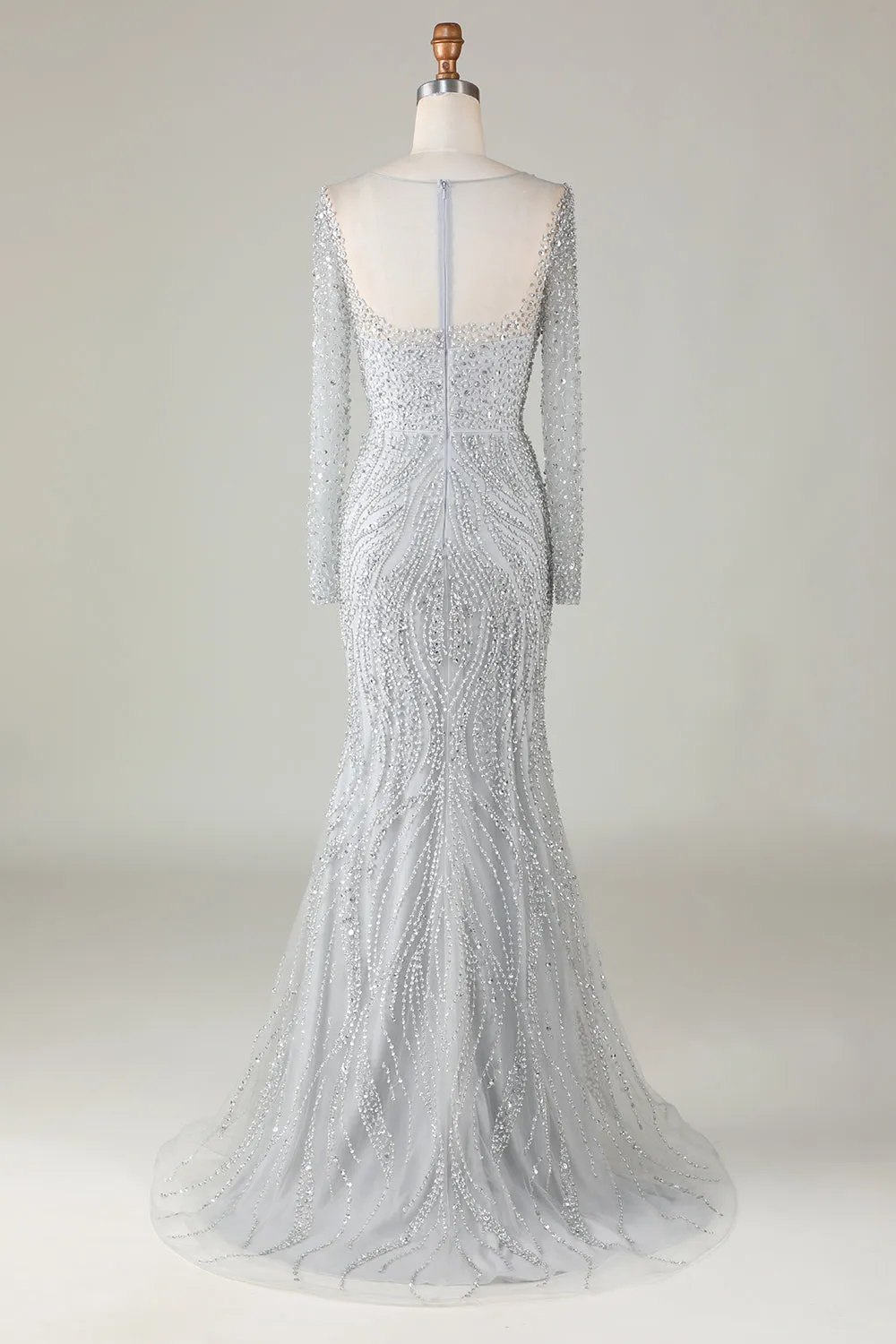 Gorgeous Sparkly Grey Beaded Mermaid Long Prom Dress sold by Zapaka product image thumbnail 2