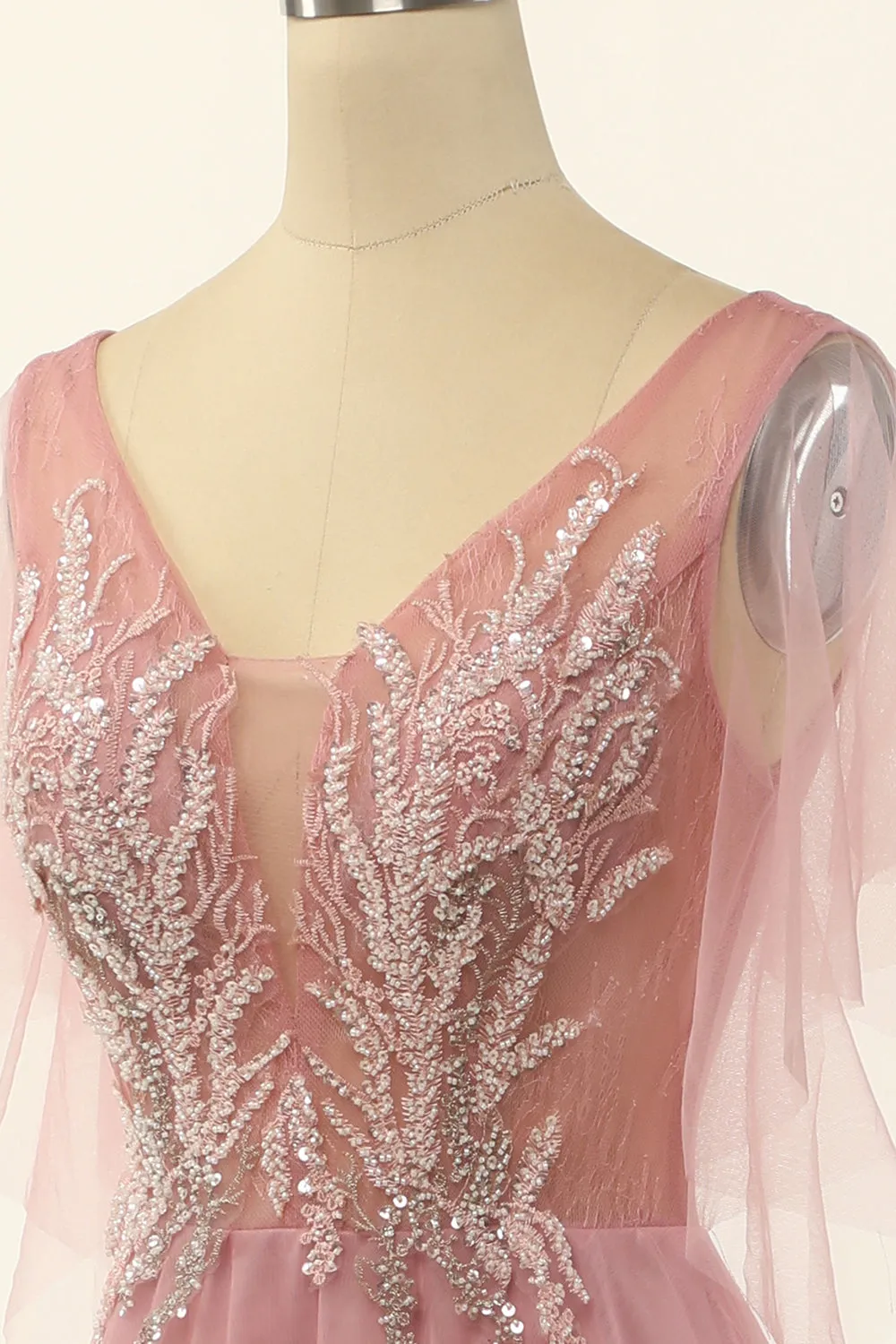 Blush Beading Tulle A-line Prom Dress sold by Zapaka product image thumbnail 5