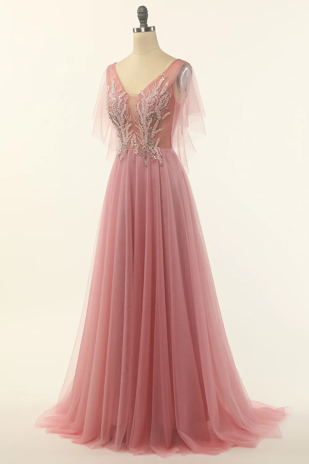 Blush Beading Tulle A-line Prom Dress sold by Zapaka product image thumbnail 3