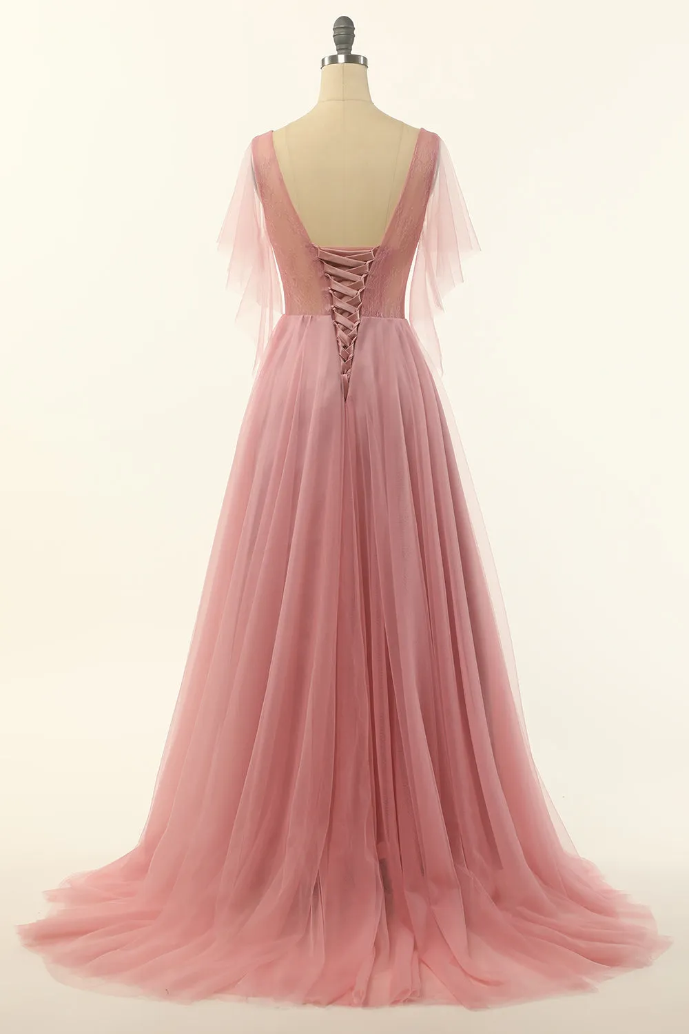 Blush Beading Tulle A-line Prom Dress sold by Zapaka product image thumbnail 2