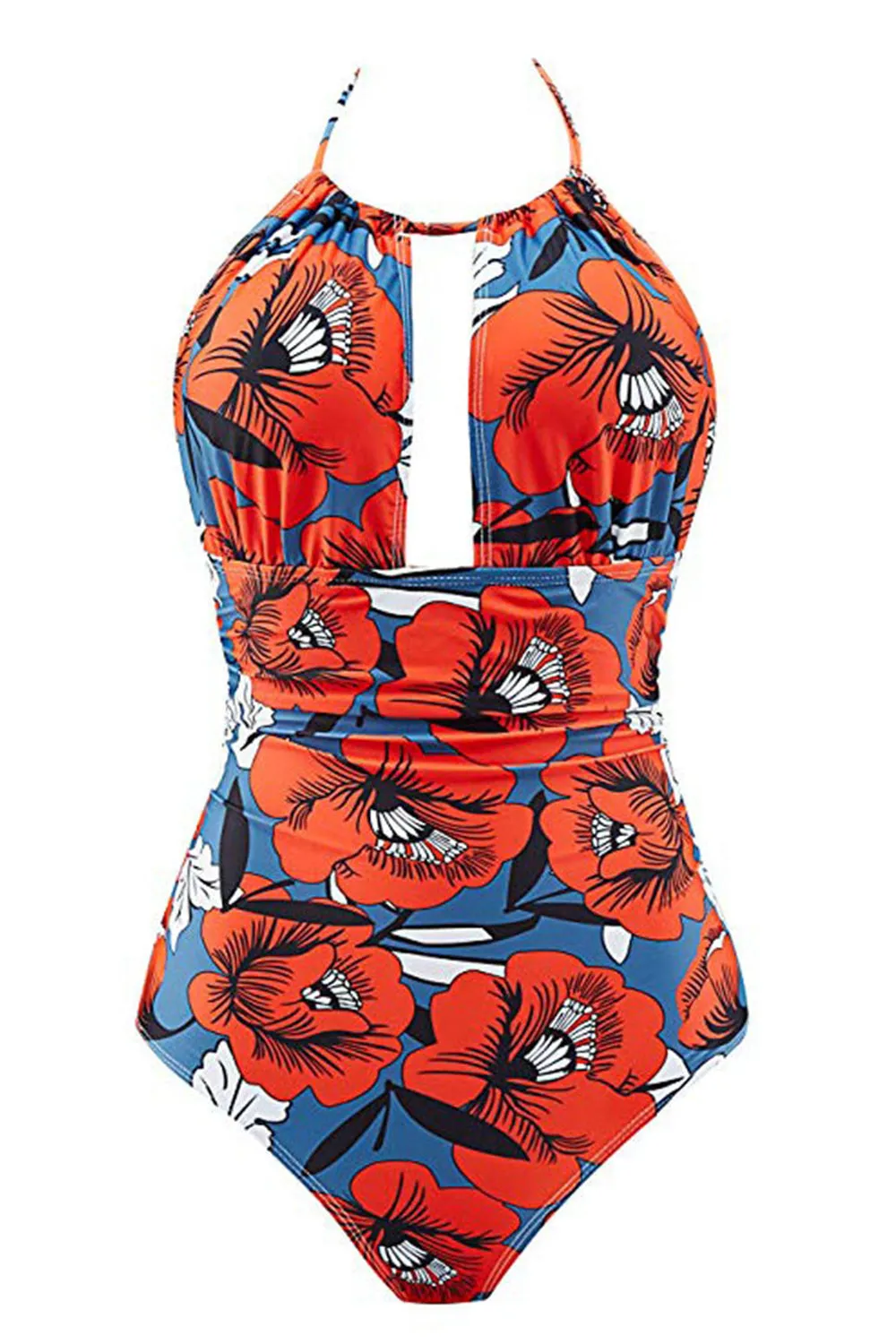 Flower One Piece Halter Swimwear sold by Zapaka