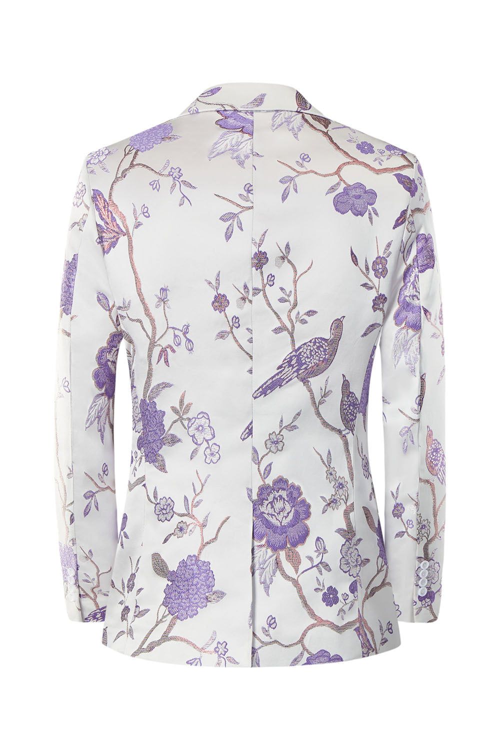 Men's White Embroidery Notched Lapel Prom Blazer sold by Zapaka product image thumbnail 3