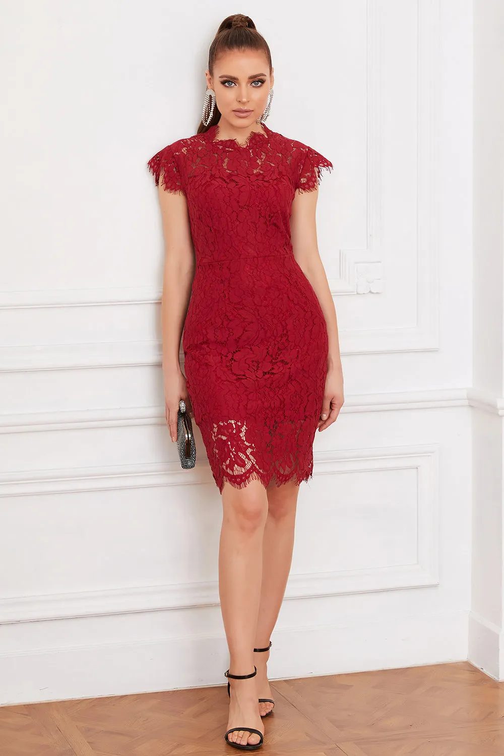 Red Bodycon Lace Dress sold by Zapaka product image thumbnail 3