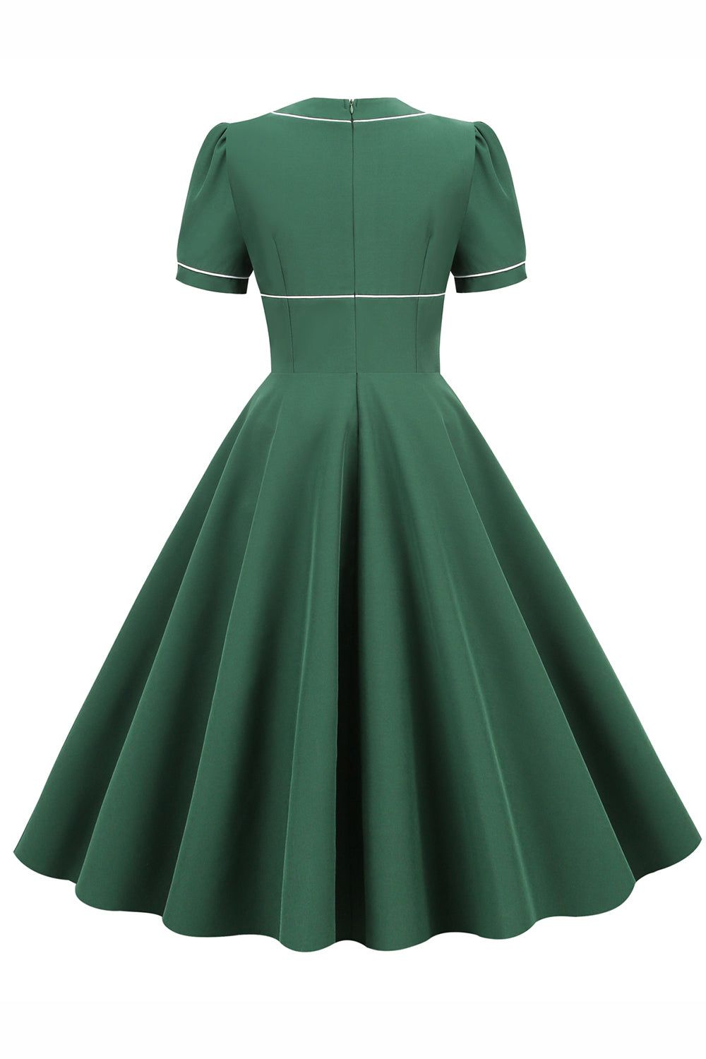 Green A-line Solid Swing 1950s Dress sold by Zapaka product image thumbnail 2