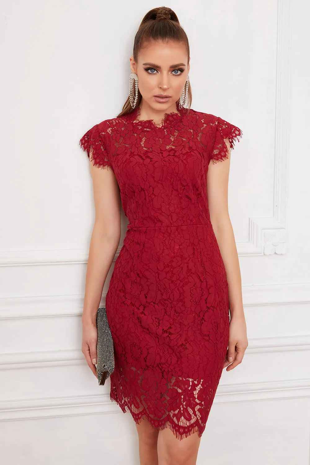 Red Bodycon Lace Dress sold by Zapaka product image thumbnail 5