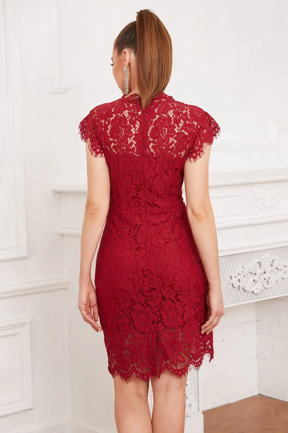 Red Bodycon Lace Dress sold by Zapaka product image thumbnail 2
