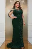 Dark Green Mermaid Plus Size Sequin Prom Dress with Appliques sold by Zapaka