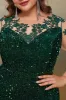 Dark Green Mermaid Plus Size Sequin Prom Dress with Appliques sold by Zapaka
