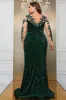 Dark Green Mermaid Plus Size Sequin Prom Dress with Appliques sold by Zapaka