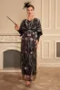 Sparkly Black Flower Oversized Long 1920s Dress with Accessories Set sold by Zapaka