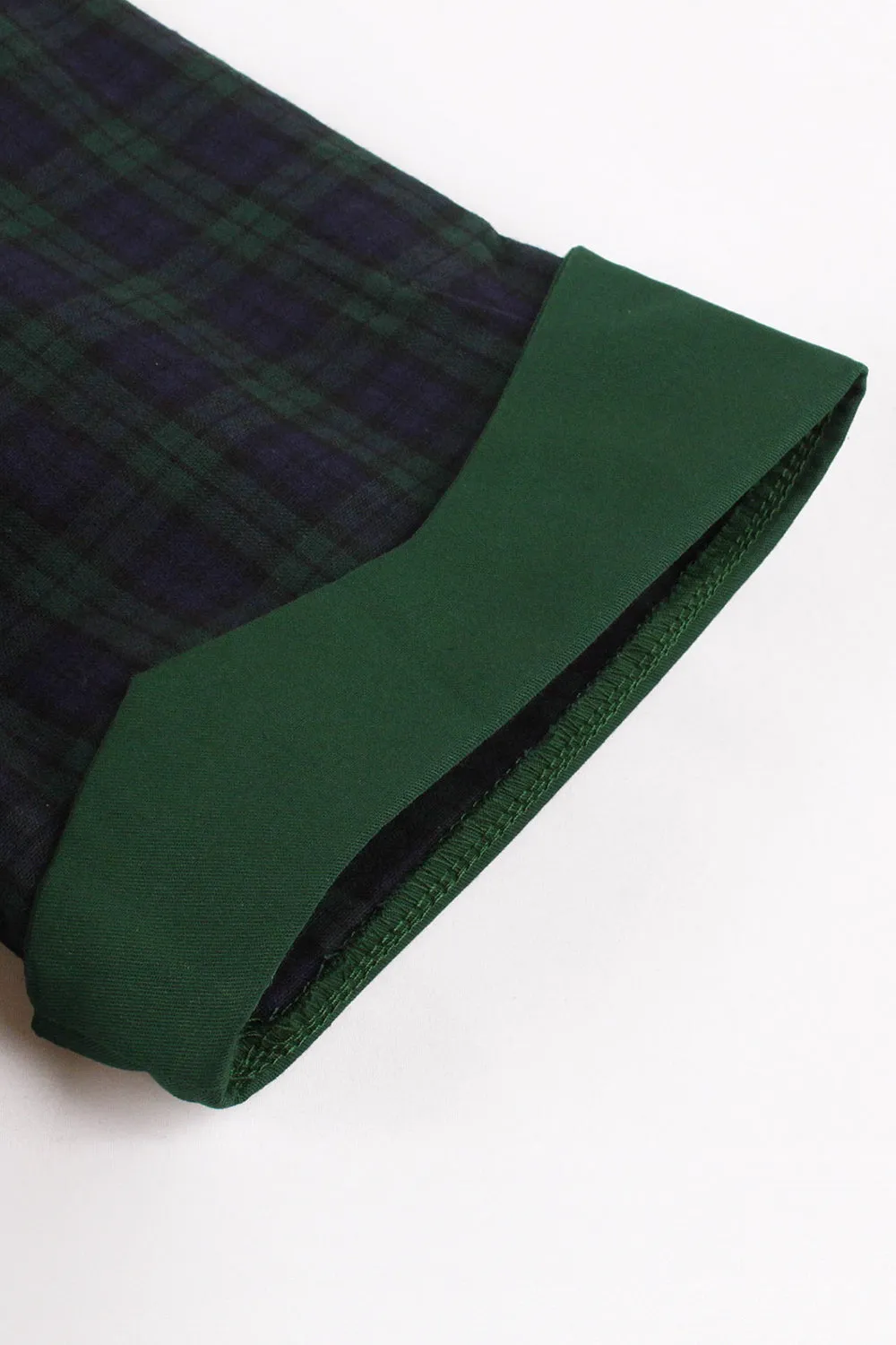 Navy Green Plaid Belted Swing 1950s Dress sold by Zapaka product image thumbnail 5