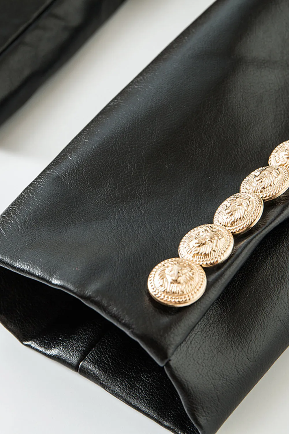 Black PU Double Breasted Women Blazer sold by Zapaka product image thumbnail 3