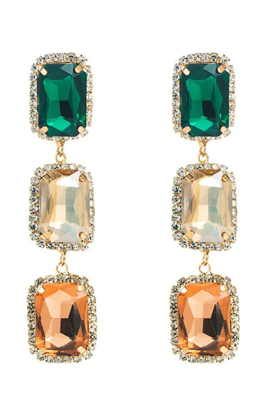 Green Rhinestone Beaded Party Earrings sold by Zapaka