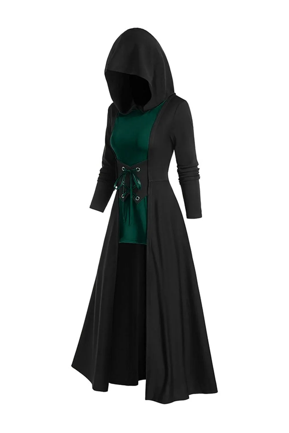 Black Long Sleeves Lace-up Halloween Dress with Hooded sold by Zapaka product image thumbnail 5
