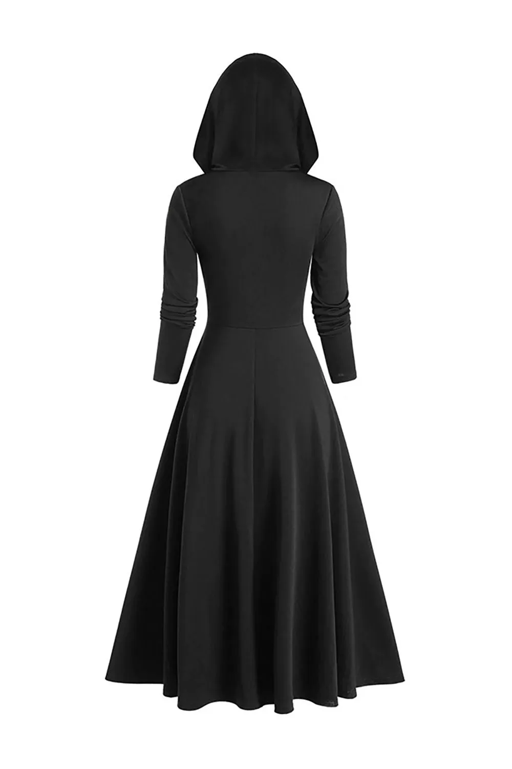 Black Long Sleeves Lace-up Halloween Dress with Hooded sold by Zapaka product image thumbnail 2