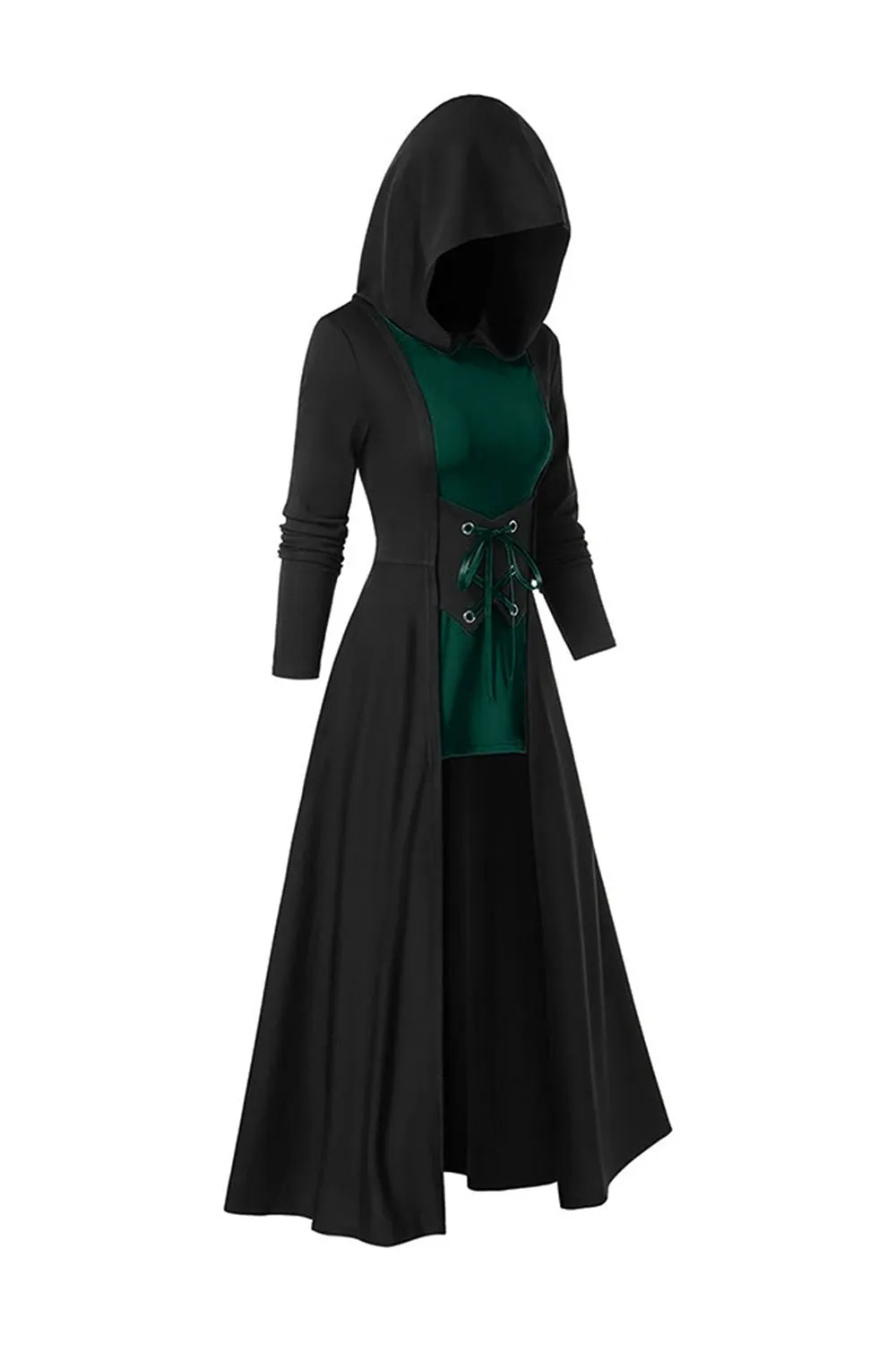 Black Long Sleeves Lace-up Halloween Dress with Hooded sold by Zapaka product image thumbnail 3