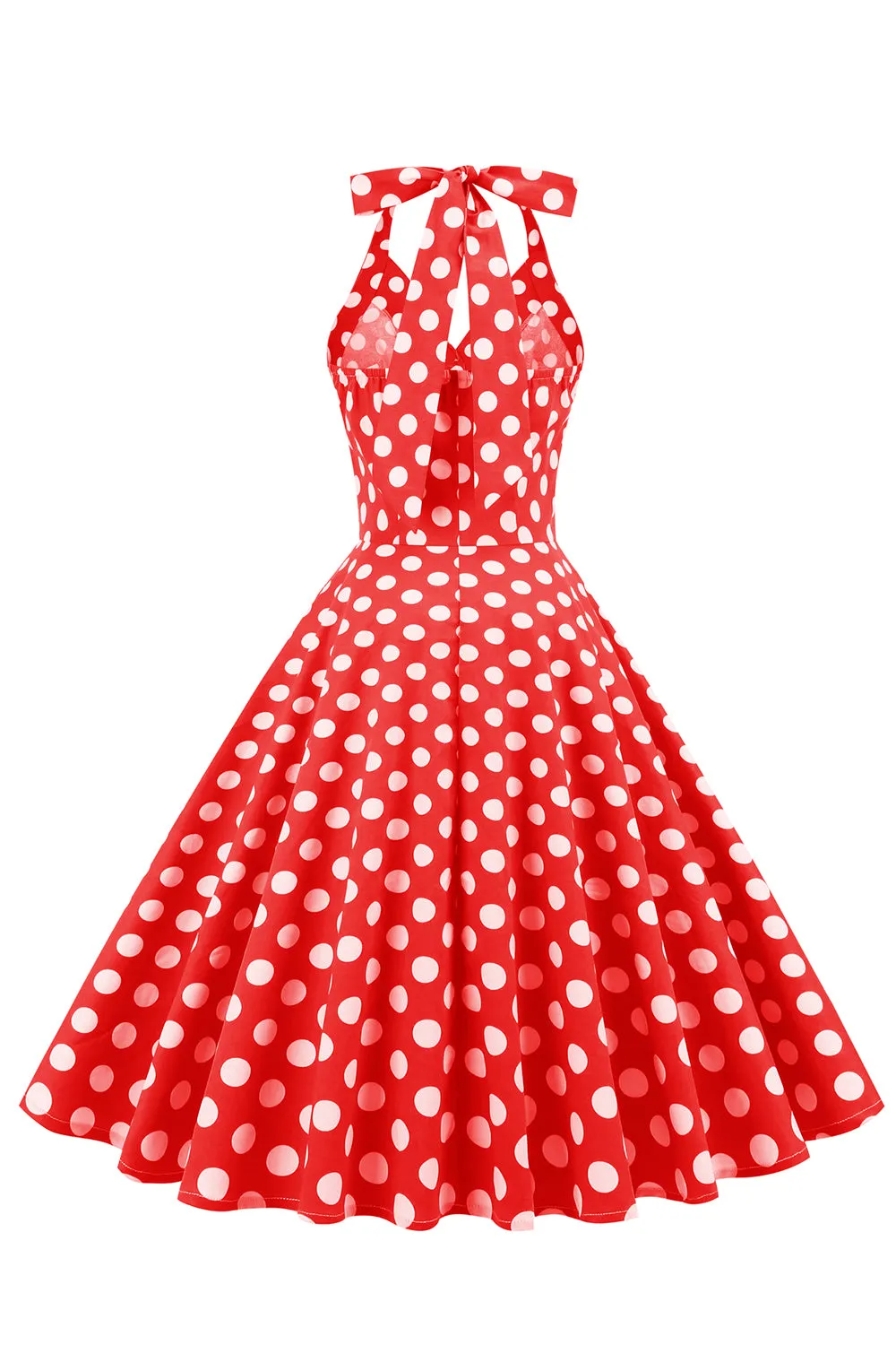 Red Button Polka Dots 1950s Pin Up Dress sold by Zapaka product image thumbnail 3