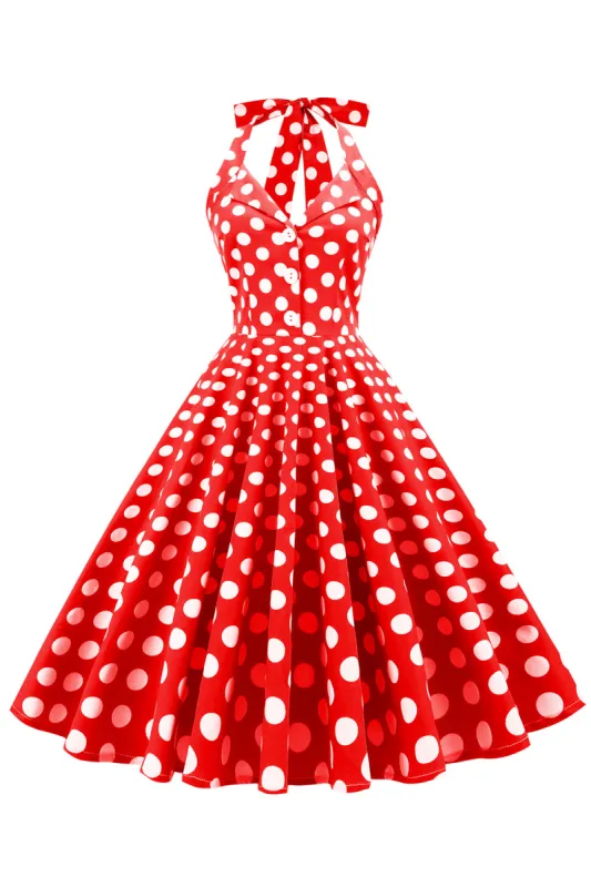 Red Button Polka Dots 1950s Pin Up Dress sold by Zapaka