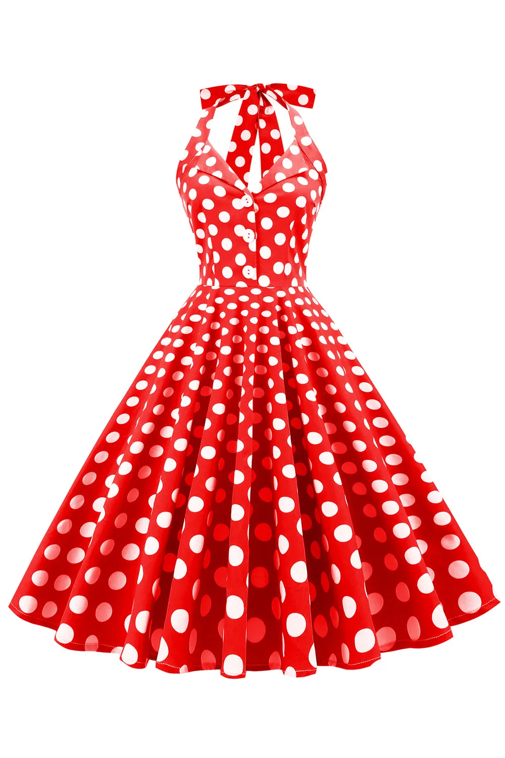 Red Button Polka Dots 1950s Pin Up Dress sold by Zapaka