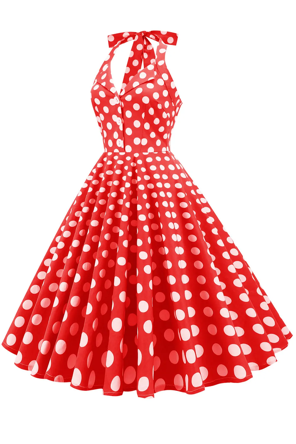 Red Button Polka Dots 1950s Pin Up Dress sold by Zapaka product image thumbnail 4