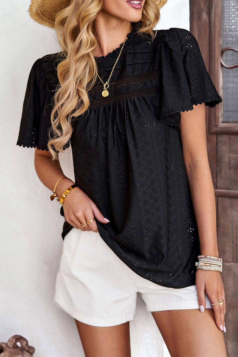 White Cutout Short Sleeves Casual Shirt sold by Zapaka product image thumbnail 5