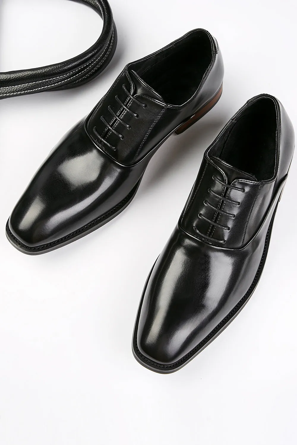 Black Men's Leather Slip-On Dress Shoes sold by Zapaka product image thumbnail 5