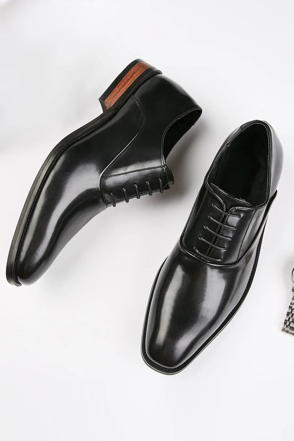 Black Men's Leather Slip-On Dress Shoes sold by Zapaka product image thumbnail 2