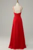 Red Spaghetti Straps A Line Bridesmaid Dress sold by Zapaka