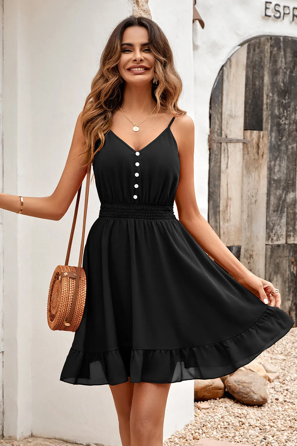 Black Spaghetti Straps A Line Summer Dress sold by Zapaka product image thumbnail 3
